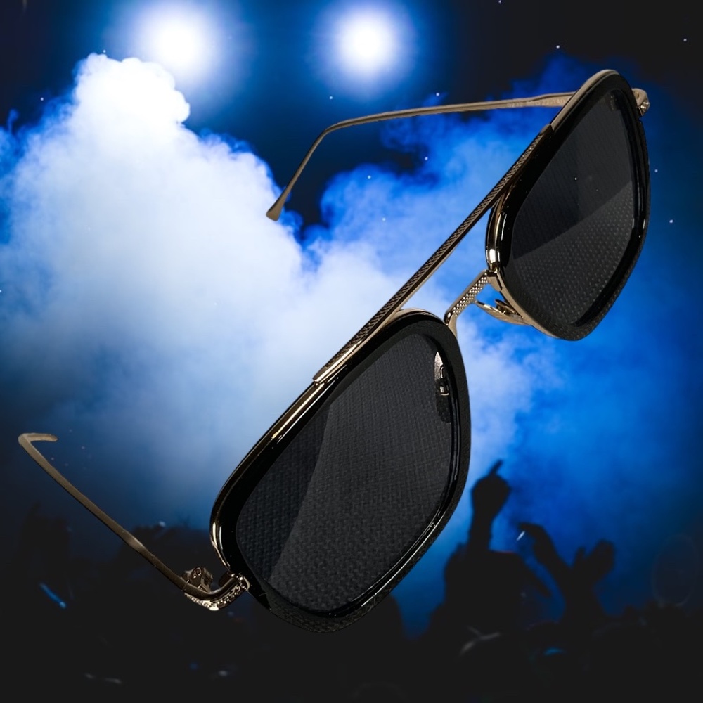 Aevogue Sunglasses Goldtone Black Lens NEW Mens